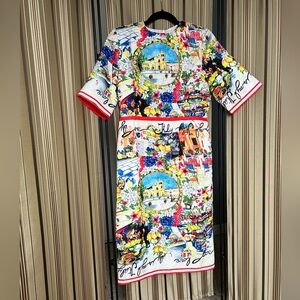 Italian inspired print sheath dress